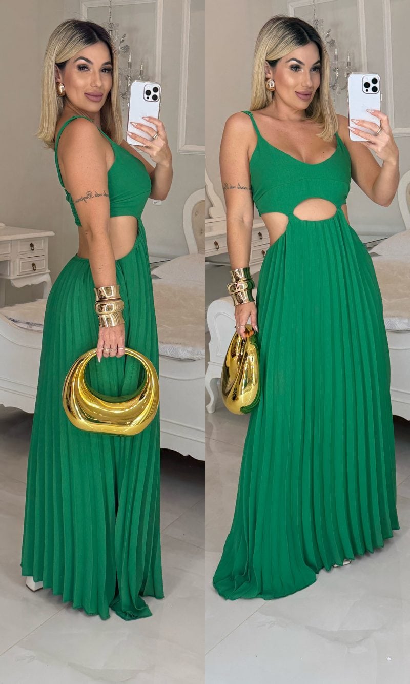 vestido plissado aysha 2170