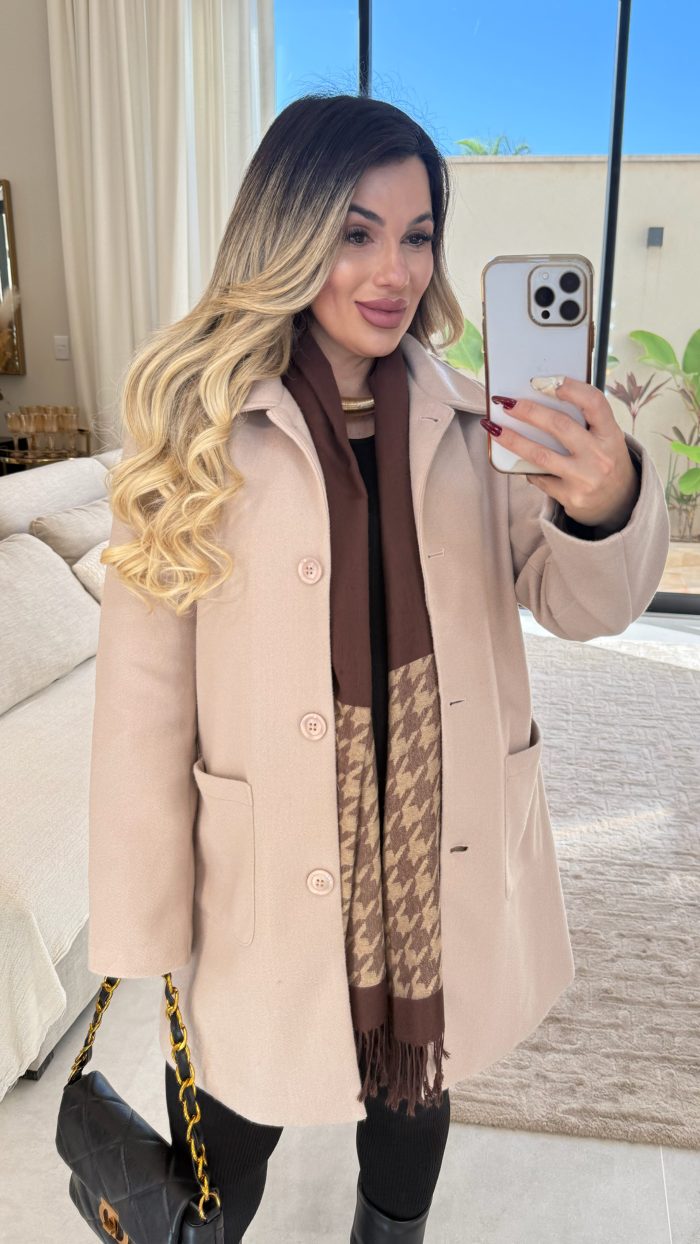 casaco lã batida c/gola e botões ana carla 2927 casaco lã batida c/gola e botões ana carla 2927