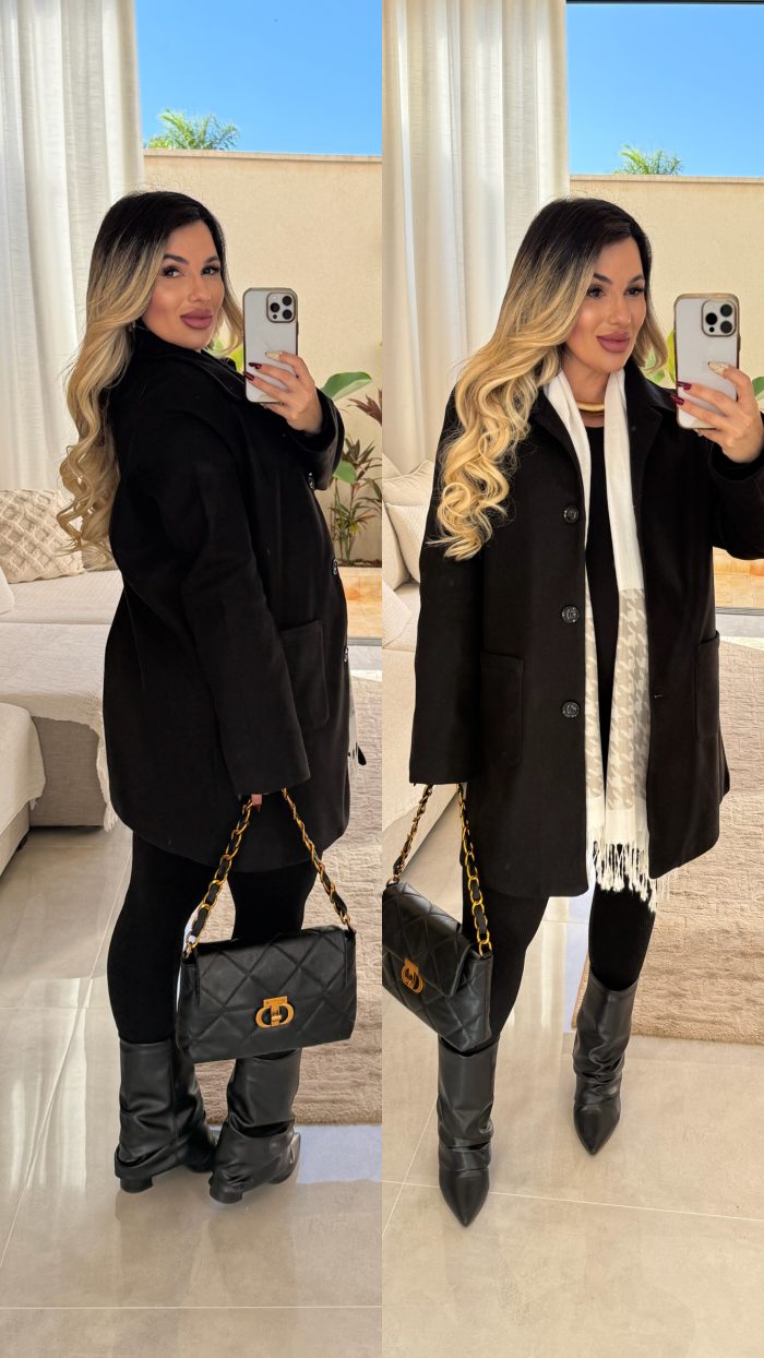 casaco lã batida c/gola e botões ana carla 2927 casaco lã batida c/gola e botões ana carla 2927