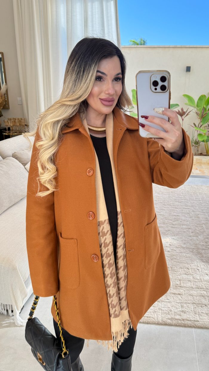 casaco lã batida c/gola e botões ana carla 2927 casaco lã batida c/gola e botões ana carla 2927