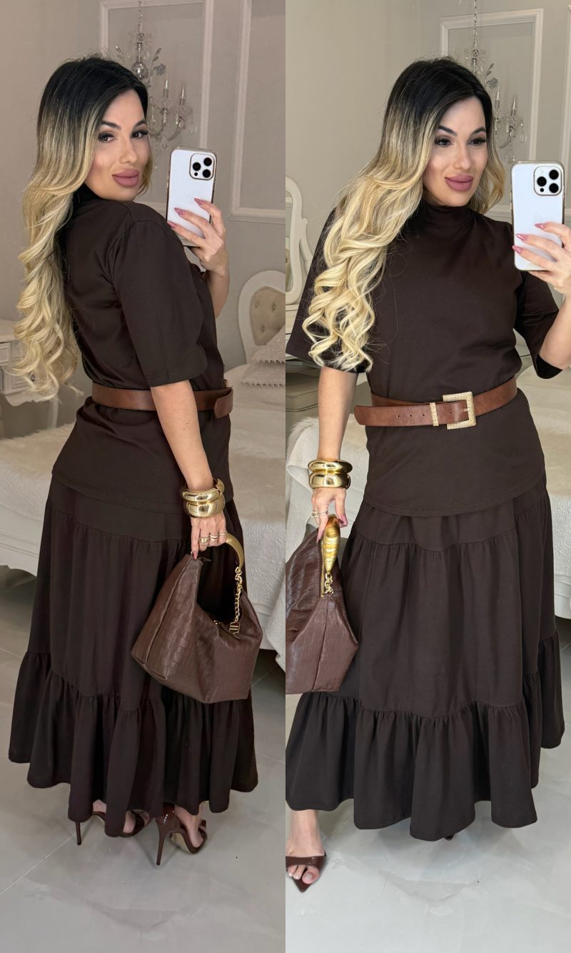 vestido moletim c/cinto fivela bruna 2842