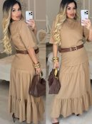 vestido moletim c/cinto fivela bruna 2842