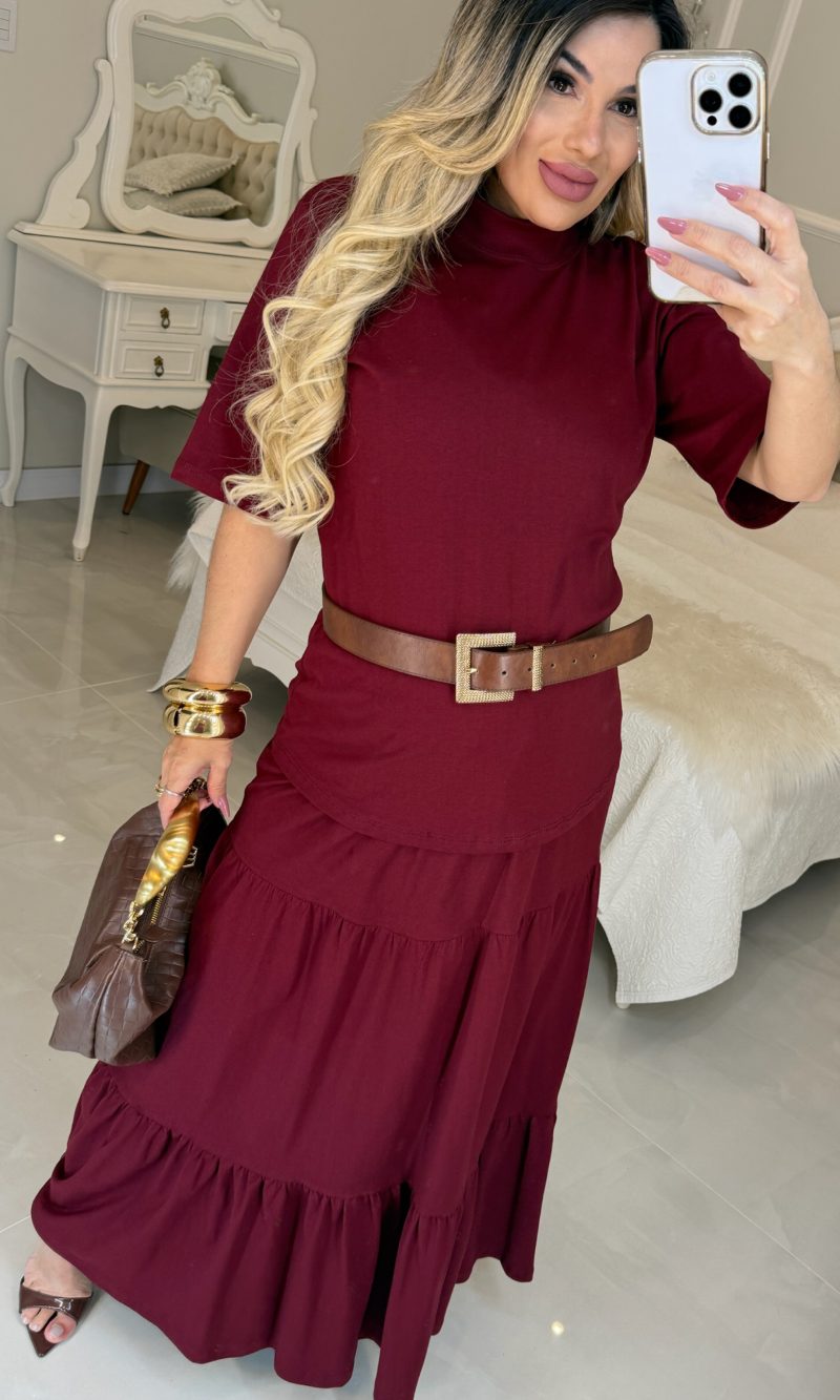 vestido moletim c/cinto fivela bruna 2842