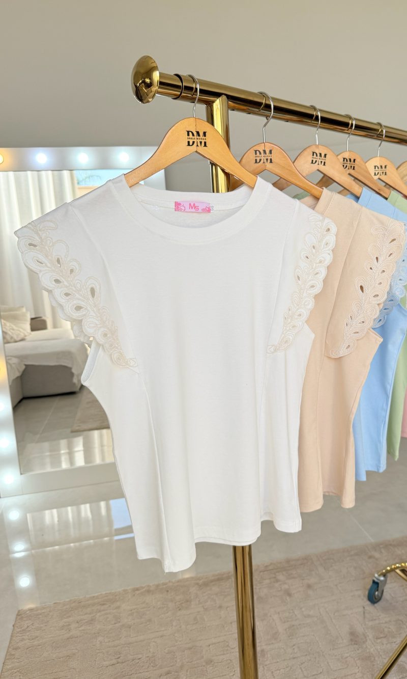 blusa de malha c/manga japonesa bordada 2968