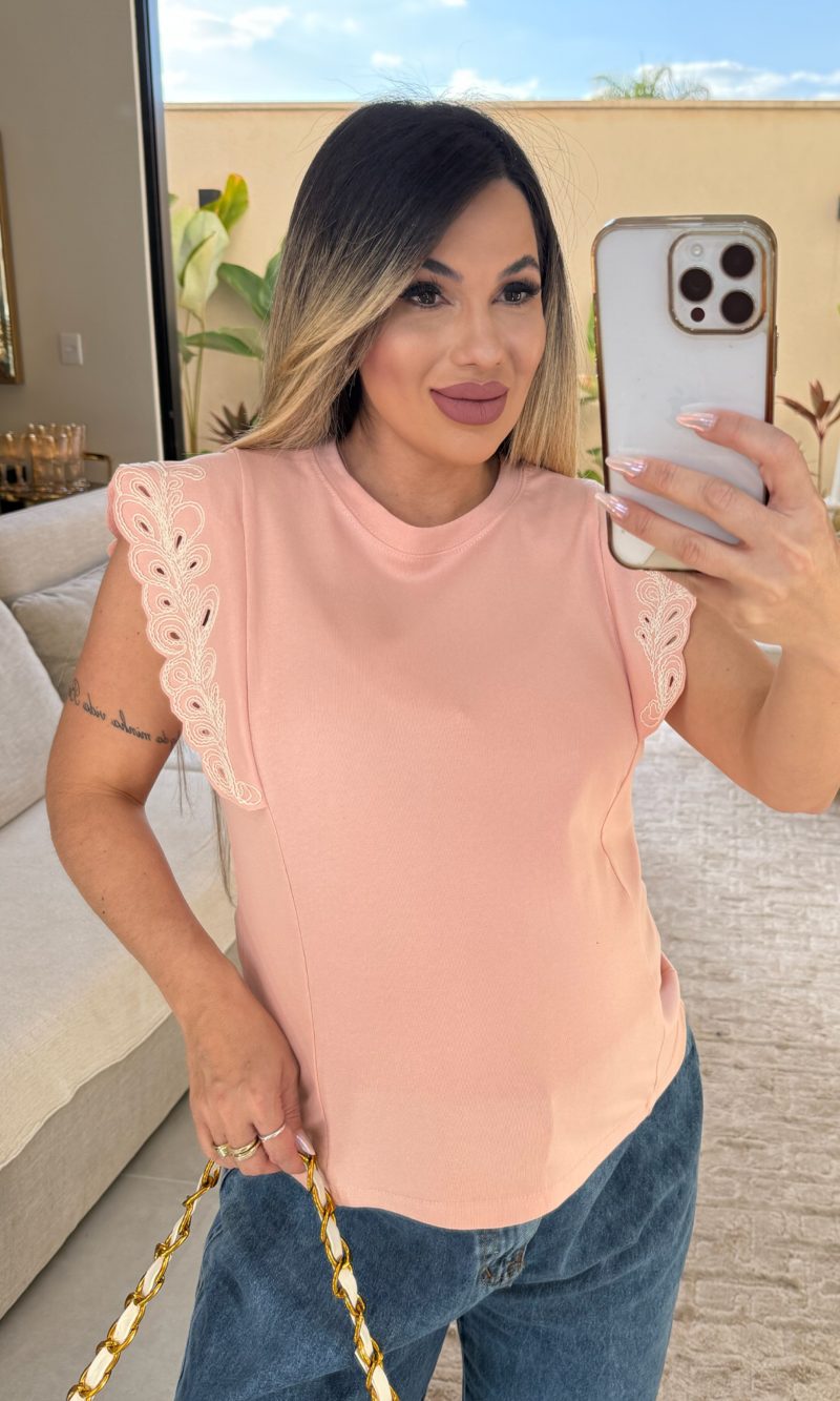 blusa de malha c/manga japonesa bordada 2968