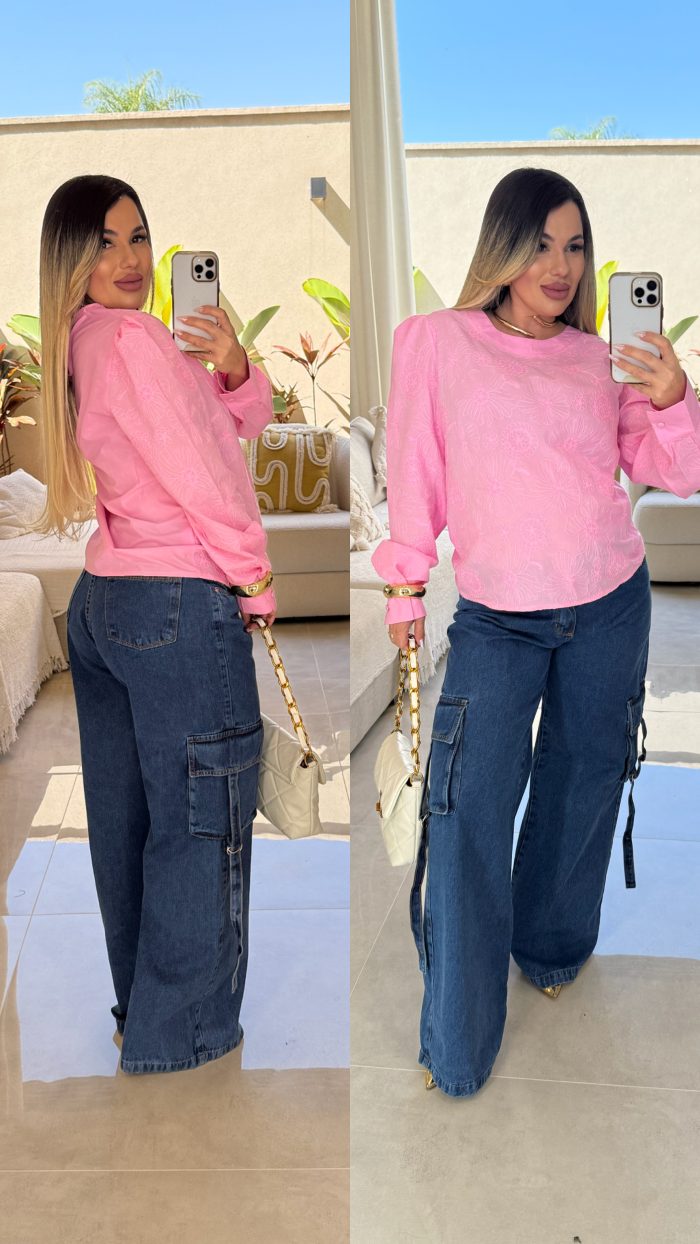 blusa de manga bordada ana maria 2996