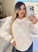 blusa de manga bordada ana maria 2996