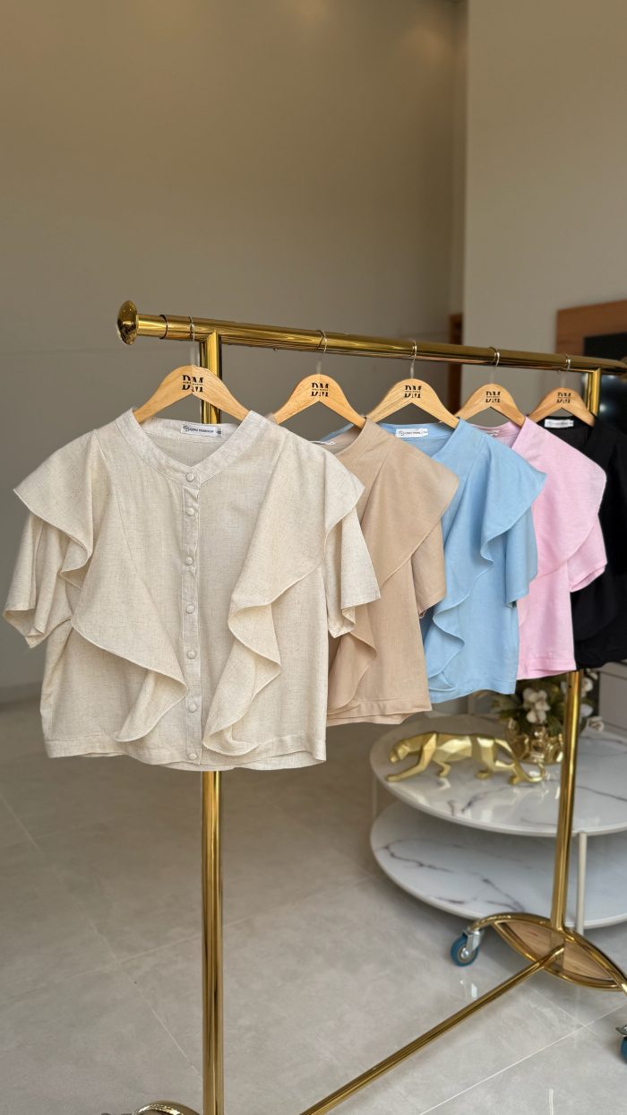 blusa de linho c/babado 2992 blusa de linho c/babado 2992