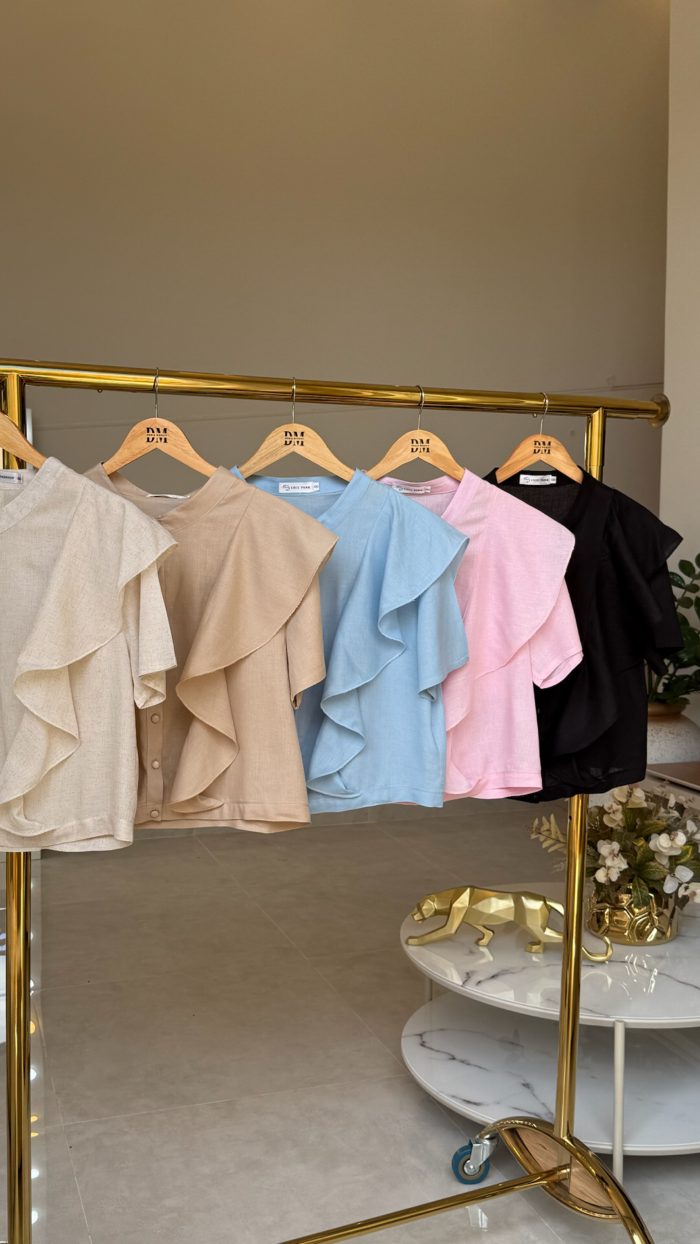 blusa de linho c/babado 2992 blusa de linho c/babado 2992