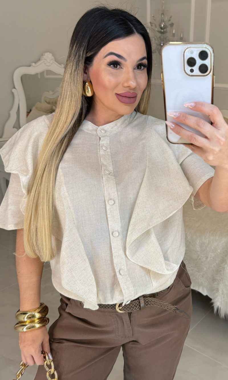 blusa de linho c/babado 2992