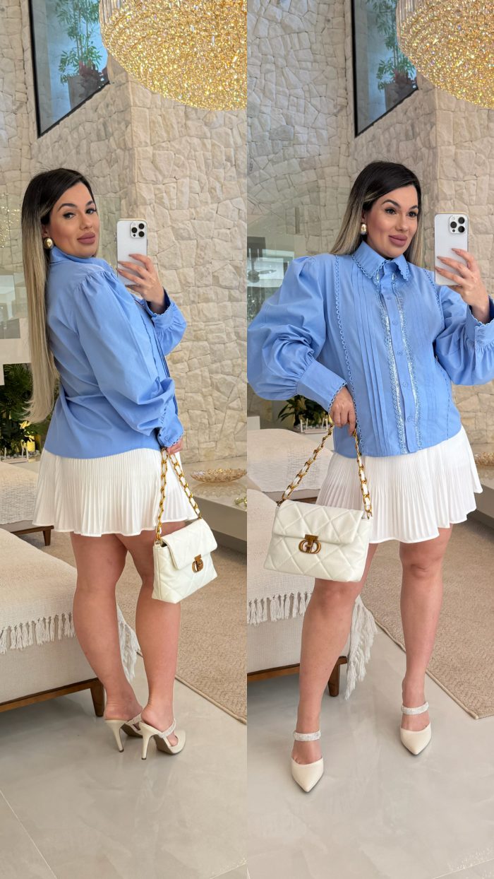 short saia plissada pérola 3050 short saia plissada pérola 3050
