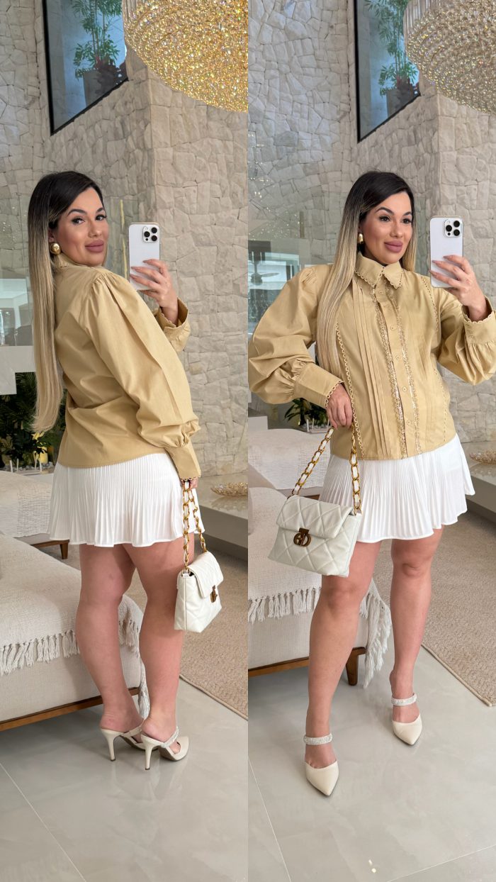 short saia plissada pérola 3050 short saia plissada pérola 3050