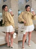 short saia plissada pérola 3050