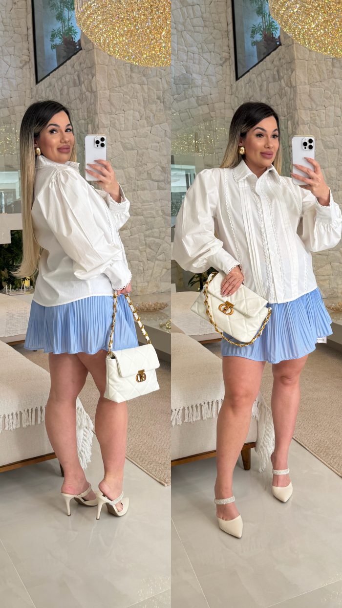 short saia plissada pérola 3050 short saia plissada pérola 3050