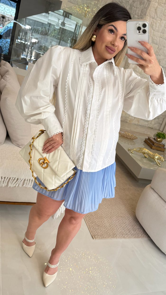 short saia plissada pérola 3050 short saia plissada pérola 3050