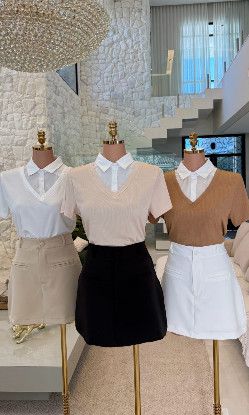 blusa de malha c/gola camisa 3066