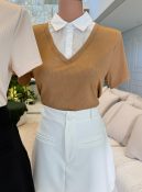 blusa de malha c/gola camisa 3066