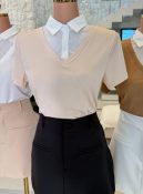 blusa de malha c/gola camisa 3066