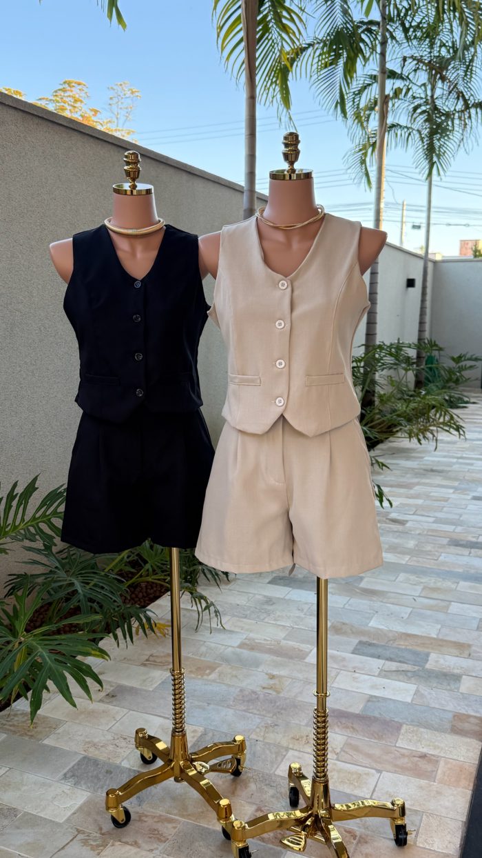 conjunto alfaiataria colete e short bruna 1994 conjunto alfaiataria colete e short bruna 1994