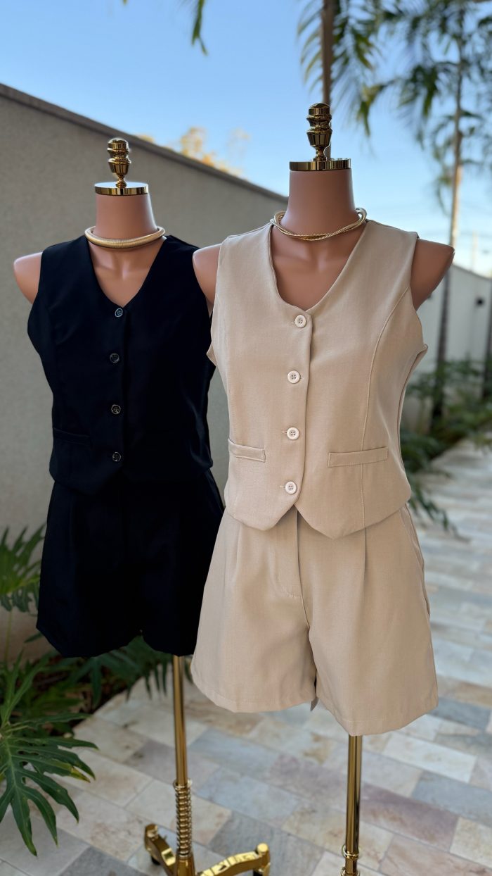 conjunto alfaiataria colete e short bruna 1994 conjunto alfaiataria colete e short bruna 1994