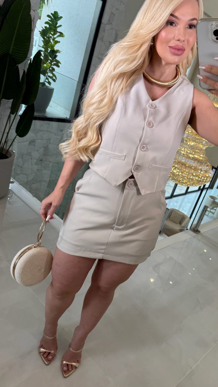 conjunto short/saia alfaiataria c/colete 3132 conjunto short/saia alfaiataria c/colete 3132