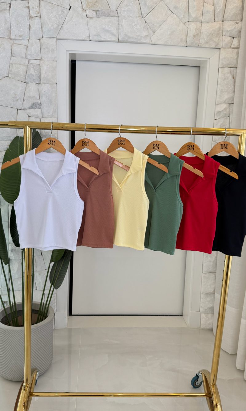 blusa canelada c/gola polo 3156