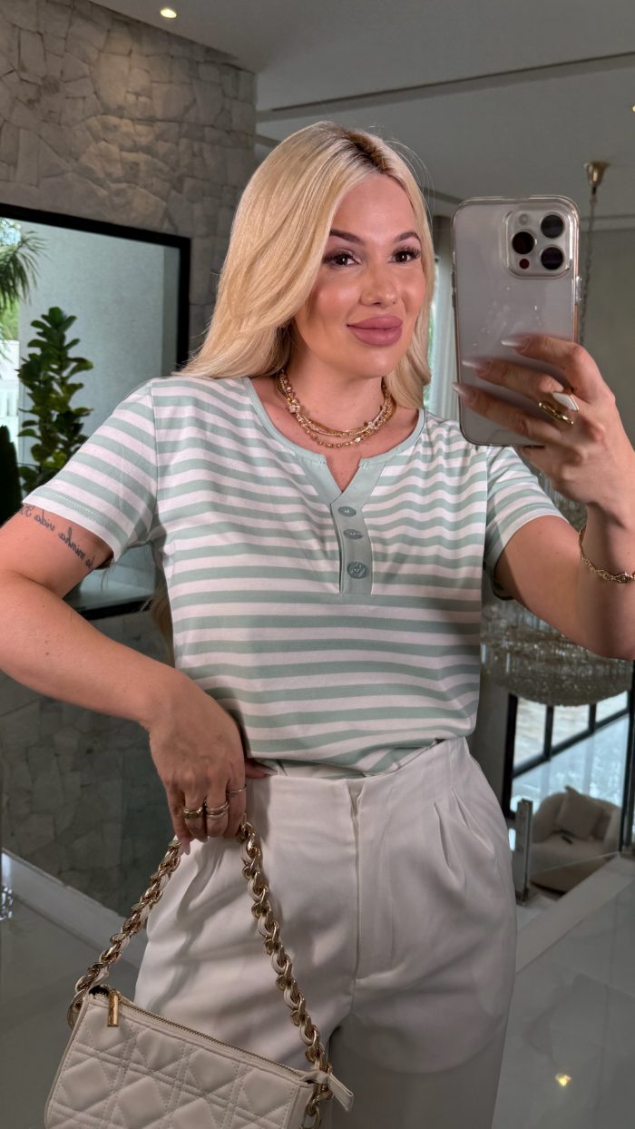 blusa listrada c/botões 3277 blusa listrada c/botões 3277