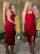 vestido canelado c/detalhe dourado 3253