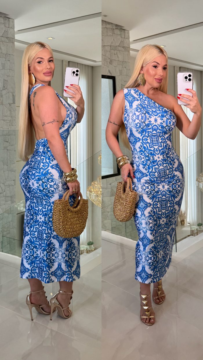 vestido ombro só juliane estampado c/ bojo vestido ombro só juliane estampado c/ bojo