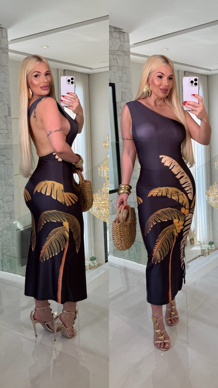 vestido ombro só juliane estampado c/ bojo vestido ombro só juliane estampado c/ bojo