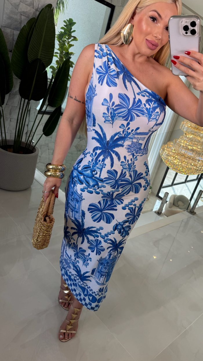 vestido ombro só juliane estampado c/ bojo vestido ombro só juliane estampado c/ bojo