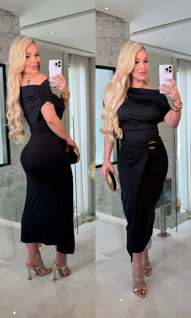 vestido justo ombro a ombro 3267