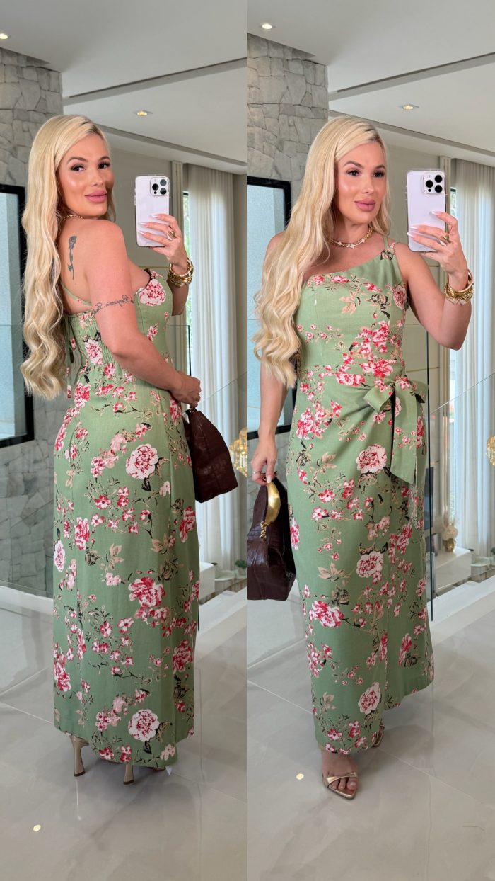 vestido longo de linho estampado 3241