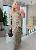 vestido longo de linho estampado 3241