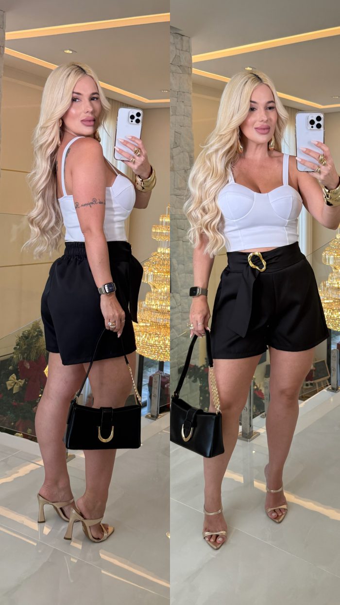 short alfaiataria c/fivela dourada 3364 short alfaiataria c/fivela dourada 3364