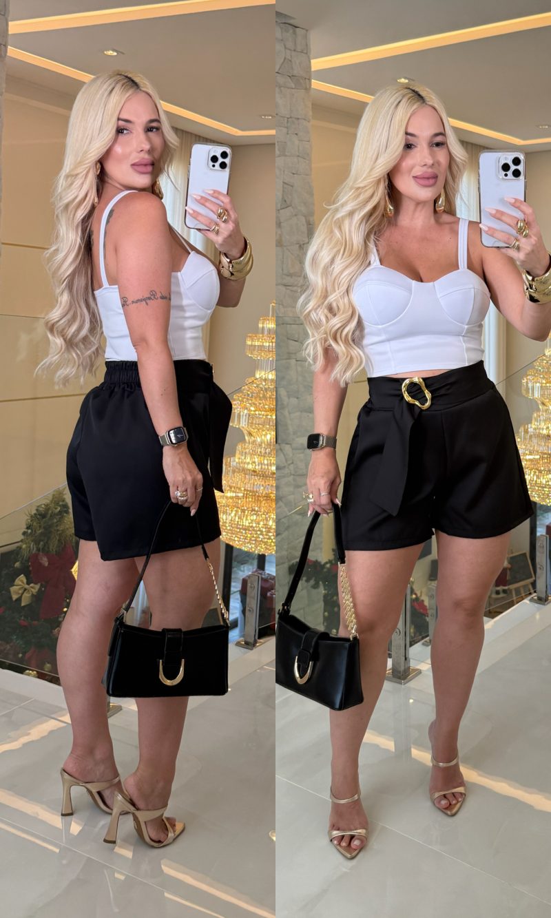 short alfaiataria c/fivela dourada 3364 short alfaiataria c/fivela dourada 3364