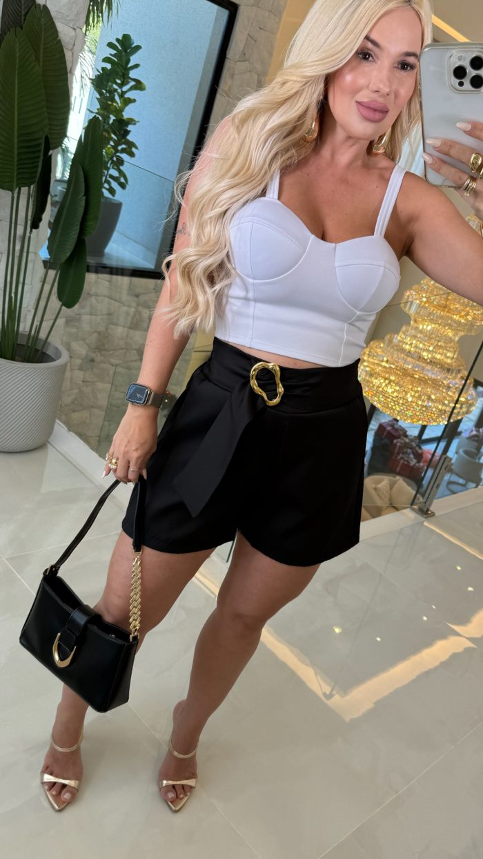 short alfaiataria c/fivela dourada 3364 short alfaiataria c/fivela dourada 3364