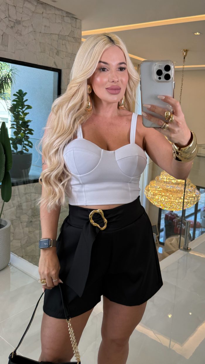 short alfaiataria c/fivela dourada 3364 short alfaiataria c/fivela dourada 3364