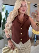 colete c/botão dourado marcia 3293