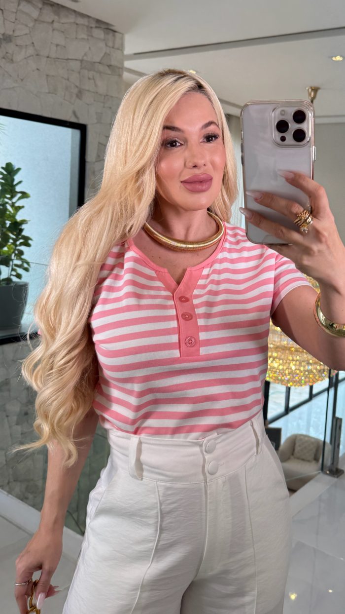 blusa listrada c/botões 3277 blusa listrada c/botões 3277