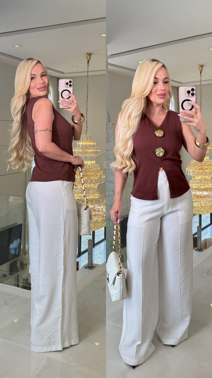 blusa canelada c/flor 3280 blusa canelada c/flor 3280