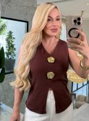 blusa canelada c/flor 3280