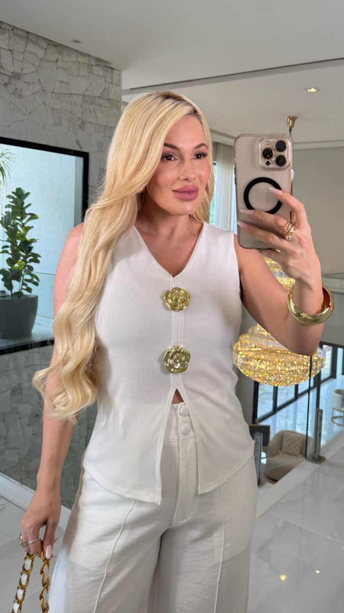 blusa canelada c/flor 3280 blusa canelada c/flor 3280