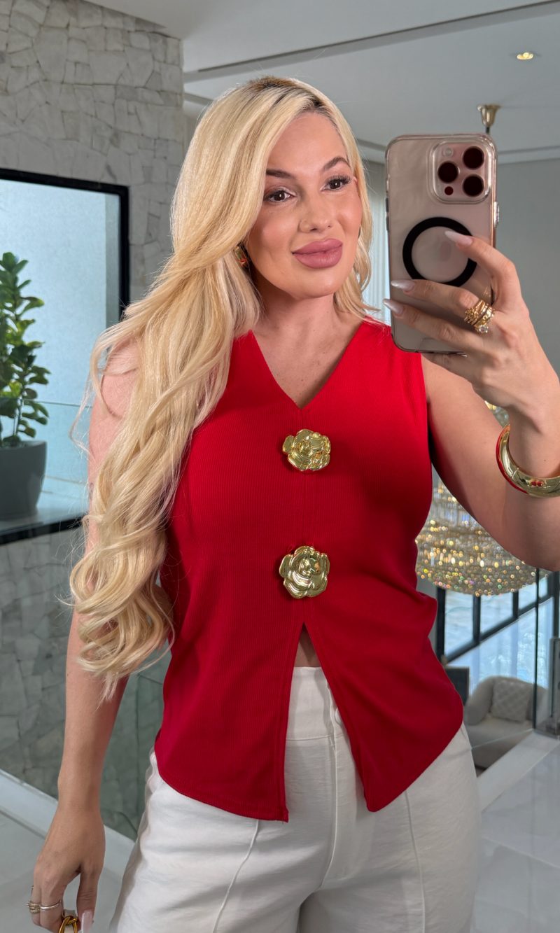 blusa canelada c/flor 3280