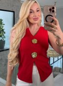 blusa canelada c/flor 3280