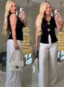 blusa canelada c/flor 3280