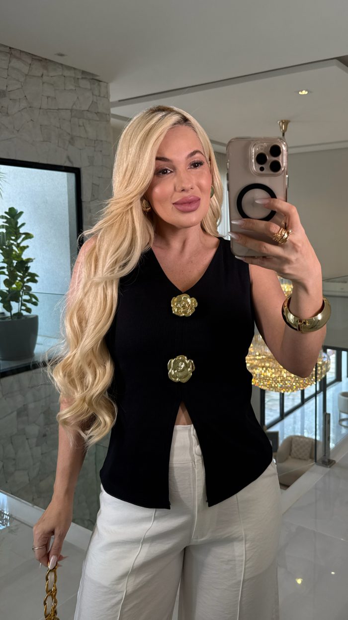 blusa canelada c/flor 3280 blusa canelada c/flor 3280