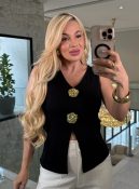 blusa canelada c/flor 3280