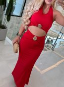 vestido longo c/detalhe dourado 3358