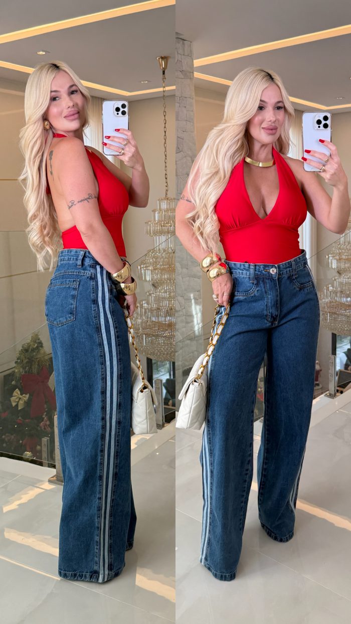 calça jeans c/risco rose 3368